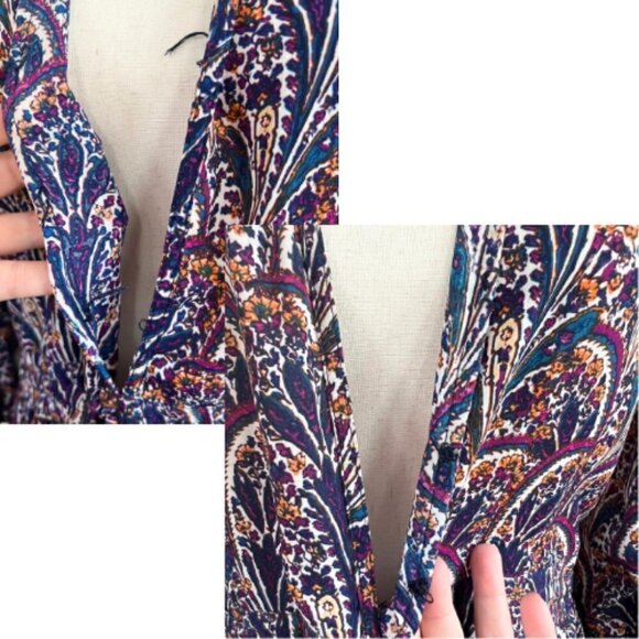 OLIVACEOUS Paisley Tassel Drawstring Dress with Ruffle Hem Size M - Picture 13 of 14